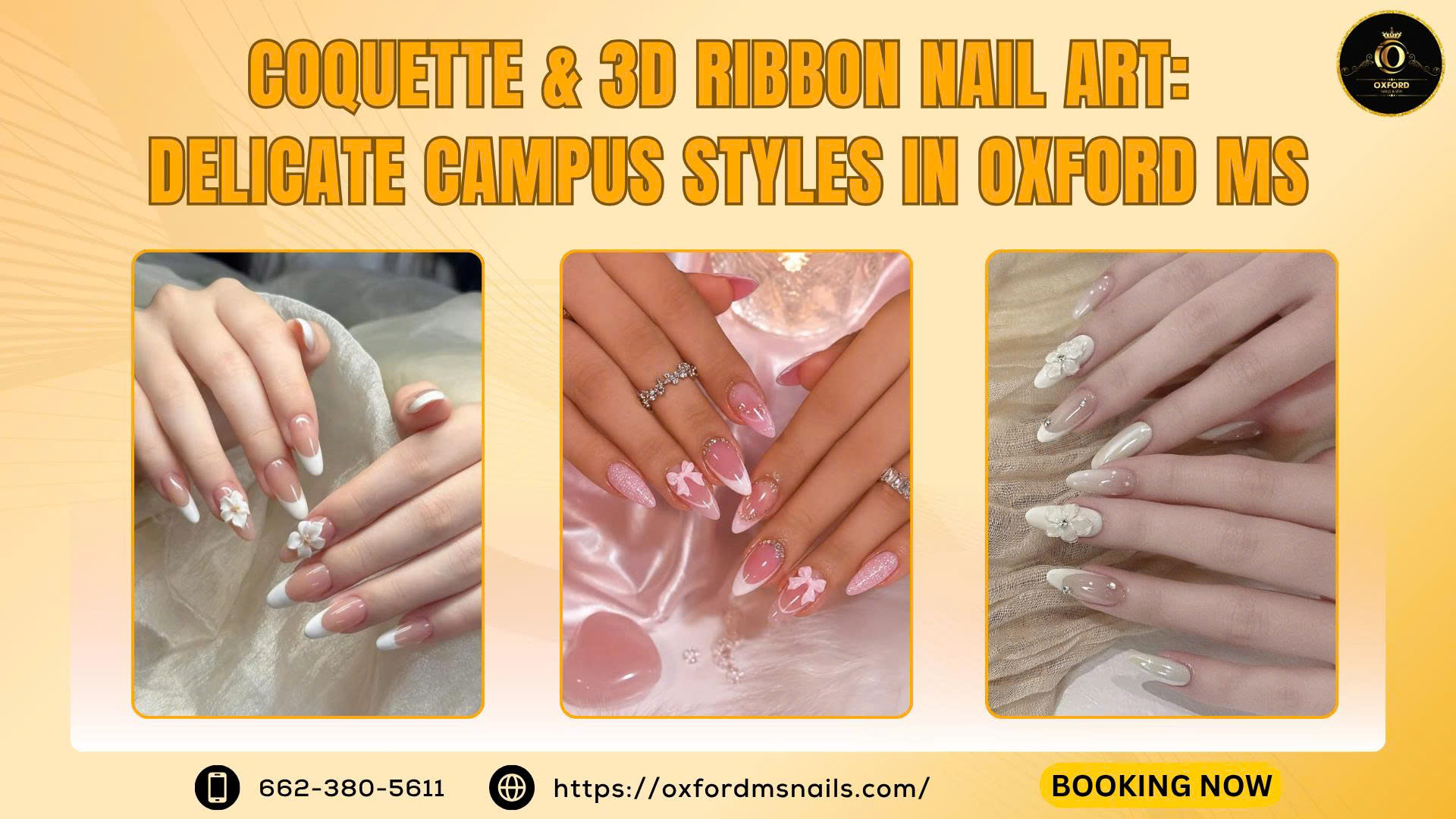 3D Ribbon Nail Art Oxford MS